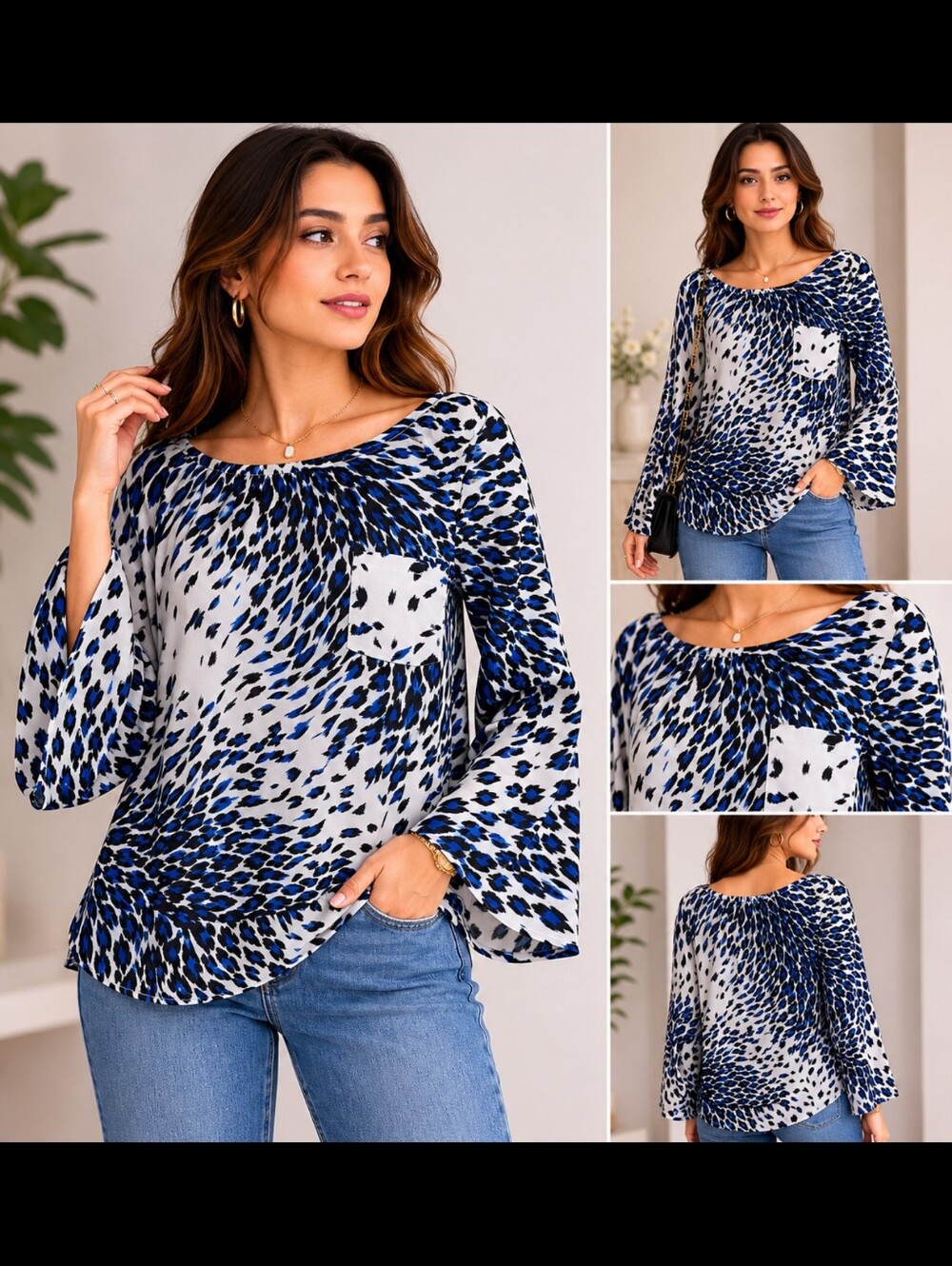 Larsen Gray long sleeve polyester Women's Blouse L